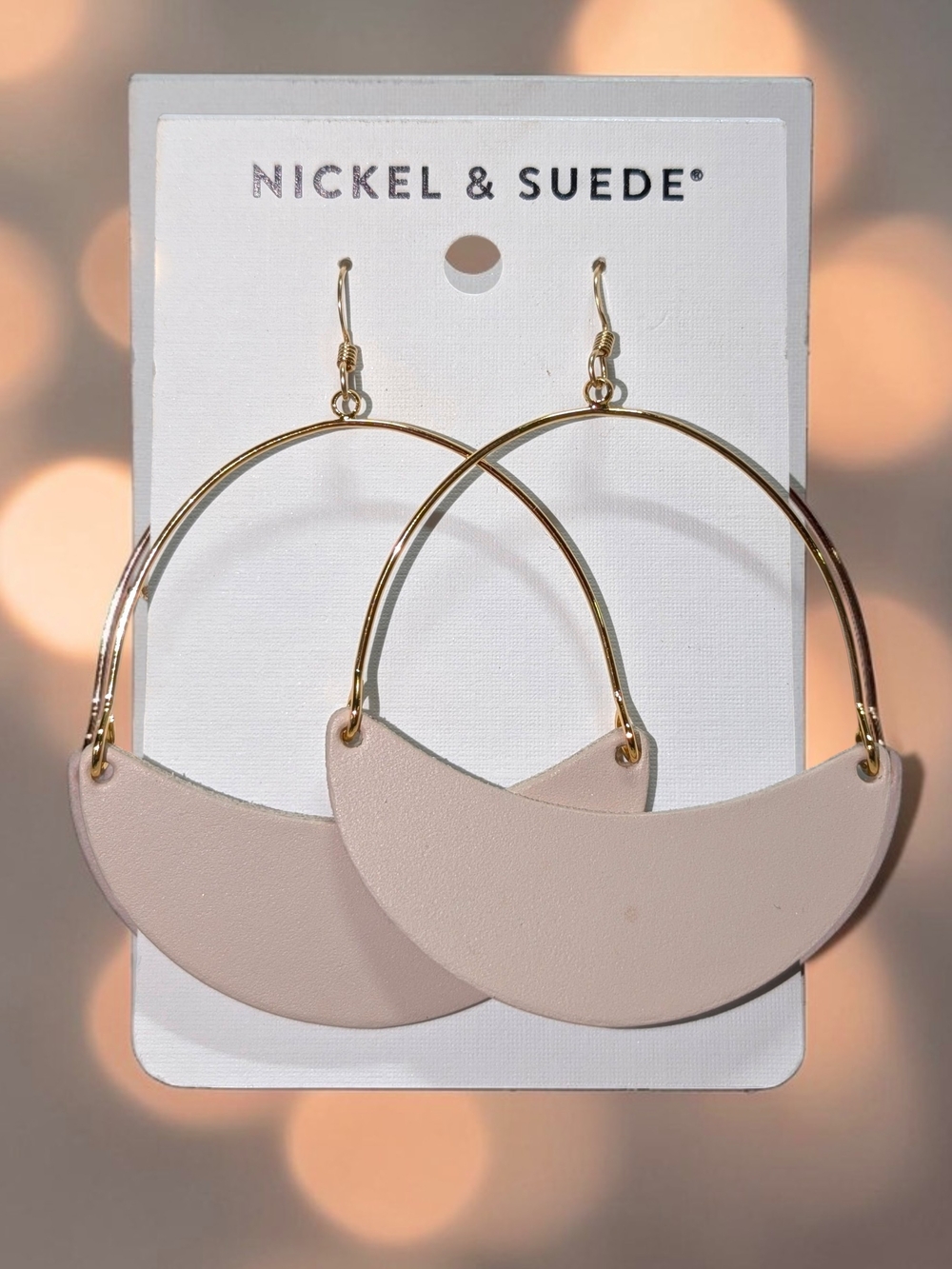 NWOT Nickel & Suede Blush Crescent Hoop Earrings - Gold